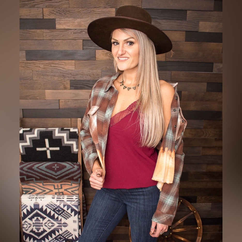 Oversized cropped/bleached flannel